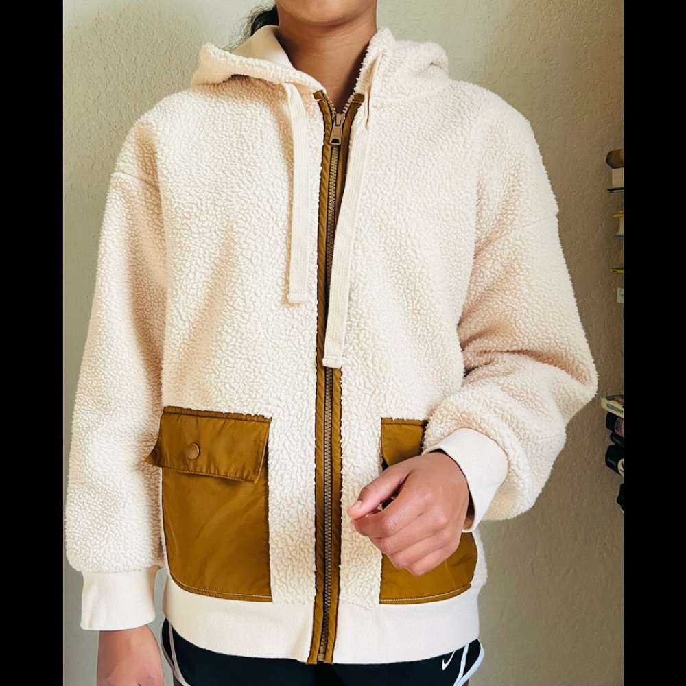 Madewell fleece bomber jacket hoodie